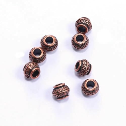 50 Stück tibetische Metallperlen mit großem Loch, lose Abstandshalter, für Schmuckherstellung, DIY-Armband, Halskette, Zubehör, Großhandelsbedarf, 50 Stück, tibetisches Kupfer von BSGUZ