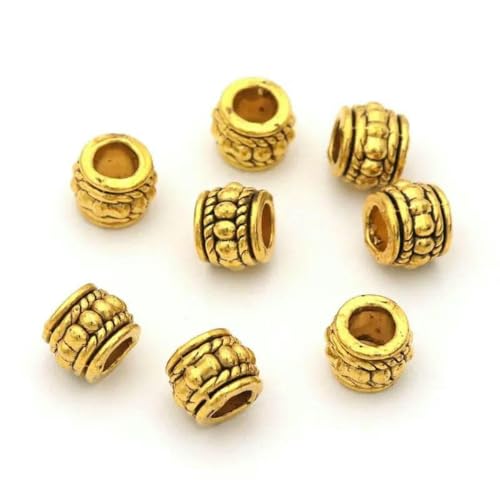 50 Stück tibetische Metallperlen mit großem Loch, lose Abstandshalter, für Schmuckherstellung, DIY-Armband, Halskette, Zubehör, Großhandelszubehör, 50 Stück, Tibetisches Gold2 50 Stück tibetische Metallperlen mit großem Loch, lose Abstandshalter, für Schmuckherstellung, DIY-Armband, Halskette, Zubehör, Großhandelszubehör, 50 Stück, Tibetisches Gold2 von BSGUZ