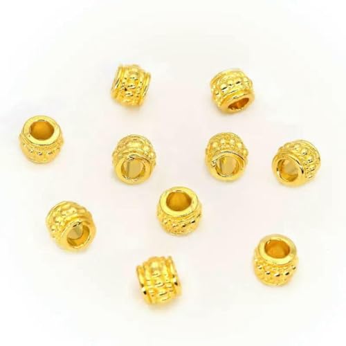 50 Stück tibetische Metallperlen mit großem Loch, lose Abstandshalter, für die Schmuckherstellung, DIY-Armband, Halskette, Zubehör, Großhandelsbedarf, 50 Stück, Goldfarbe 50 Stück tibetische Metallperlen mit großem Loch, lose Abstandshalter, für die Schmuckherstellung, DIY-Armband, Halskette, Zubehör, Großhandelsbedarf, 50 Stück, Goldfarbe von BSGUZ