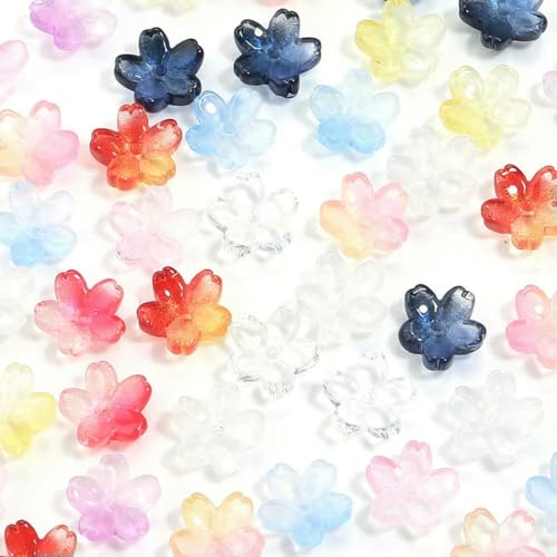 50 teile/los Bunte Kirschblüte Lampwork Perlen Lose Glasperlen Für Schmuck Machen DIY Halskette Armband Handwerk Zubehör-mix von BSGUZ