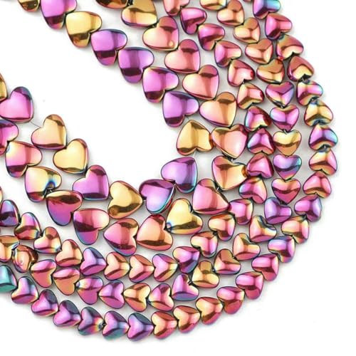 6/8 mm Blau, Goldfarbe, Rot, Lila Pfirsichherz Hämatit Naturstein Abstandshalter Lose Perlen für Schmuckherstellung DIY Armbänder Halskette-Rosenrot-6 mm 75 Stück von BSGUZ