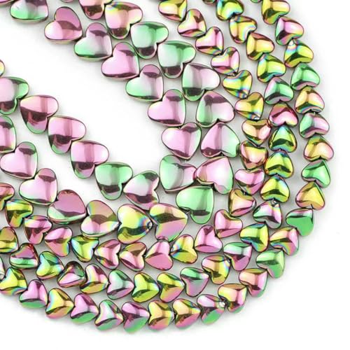 6/8 mm Blau, Goldfarbe, Rot, Lila Pfirsichherz Hämatit Naturstein Abstandshalter Lose Perlen für Schmuckherstellung DIY Armbänder Halsketten-Neues Grün-8 mm 55 Stück von BSGUZ