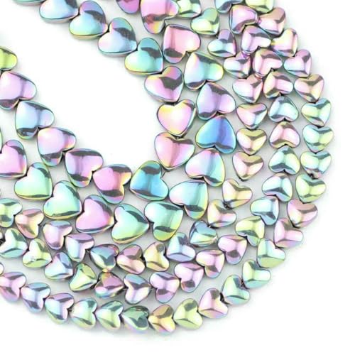 6/8 mm Blau, Goldfarben, Rot, Lila Pfirsichherz Hämatit Naturstein Abstandshalter Lose Perlen für Schmuckherstellung DIY Armbänder Halsketten-Hellviolett-8 mm 55 Stück von BSGUZ