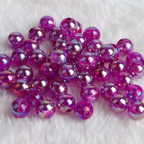 6 8 10 mm Regenbogen AB Farbe Acrylperlen Klare runde Perlen Lose Abstandsperlen für die Schmuckherstellung DIY Armband Halskette-BSD359-10-10 mm 50 Stück von BSGUZ