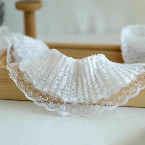 6 cm breite, doppellagige Spitzenborte aus weißem Polyesternetz mit Rüschen, bestickte Blumen, Guipure-Band, Kleiderkragen, Röcke, Nähen, DIY-Standard 6 cm breite, doppellagige Spitzenborte aus weißem Polyesternetz mit Rüschen, bestickte Blumen, Guipure-Band, Kleiderkragen, Röcke, Nähen, DIY-Standard von BSGUZ
