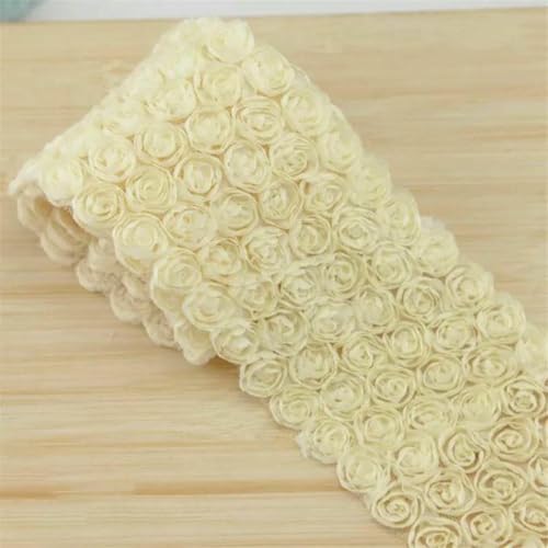 6-reihige DIY-Rosenspitze, 11 Farben, 3D, 9 cm, Chiffon-Blume, besticktes Band, Stoff, Nähen, Basteln, Kostüm, Kopfschmuck, Hut, Applikation, Beige, Länge: 30 cm 6-reihige DIY-Rosenspitze, 11 Farben, 3D, 9 cm, Chiffon-Blume, besticktes Band, Stoff, Nähen, Basteln, Kostüm, Kopfschmuck, Hut, Applikation, Beige, Länge: 30 cm von BSGUZ