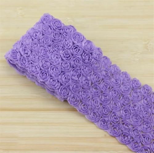 6-reihige DIY-Rosenspitze, 11 Farben, 3D, 9 cm, Chiffon-Blume, besticktes Band, Stoff, Nähen, Basteln, Kostüm, Kopfschmuck, Hut, Applikation, Lila, Länge: 100 cm 6-reihige DIY-Rosenspitze, 11 Farben, 3D, 9 cm, Chiffon-Blume, besticktes Band, Stoff, Nähen, Basteln, Kostüm, Kopfschmuck, Hut, Applikation, Lila, Länge: 100 cm von BSGUZ