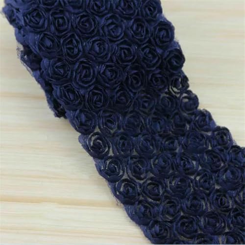 6-reihige DIY-Rosenspitze, 11 Farben, 3D, 9 cm, Chiffon-Blume, besticktes Band, Stoff, Nähen, Basteln, Kostüm, Kopfschmuck, Hut, Applikation, Marineblau, Länge: 183 cm 6-reihige DIY-Rosenspitze, 11 Farben, 3D, 9 cm, Chiffon-Blume, besticktes Band, Stoff, Nähen, Basteln, Kostüm, Kopfschmuck, Hut, Applikation, Marineblau, Länge: 183 cm von BSGUZ
