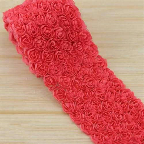 6-reihige DIY-Rosenspitze, 11 Farben, 3D, 9 cm, Chiffon-Blume, besticktes Band, Stoff, Nähen, Basteln, Kostüm, Kopfschmuck, Hut, Applikation, Wassermelonenrot, Länge: 100 cm 6-reihige DIY-Rosenspitze, 11 Farben, 3D, 9 cm, Chiffon-Blume, besticktes Band, Stoff, Nähen, Basteln, Kostüm, Kopfschmuck, Hut, Applikation, Wassermelonenrot, Länge: 100 cm von BSGUZ