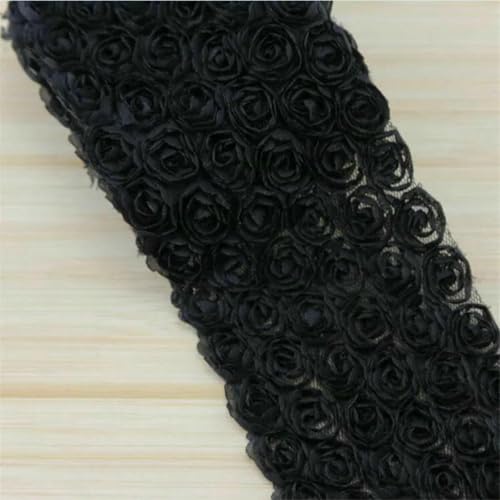 6-reihige DIY-Rosenspitze, 11 Farben, 3D, 9 cm, Chiffon-Blume, besticktes Band, Stoff, Nähen, Basteln, Kostüm, Kopfschmuck, Hut, Applikation, schwarz, Länge: 100 cm 6-reihige DIY-Rosenspitze, 11 Farben, 3D, 9 cm, Chiffon-Blume, besticktes Band, Stoff, Nähen, Basteln, Kostüm, Kopfschmuck, Hut, Applikation, schwarz, Länge: 100 cm von BSGUZ
