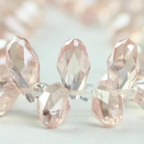 6 x 12 mm, 50 Stück Anhänger, Wassertropfen, österreichische Kristallperlen, Tropfen-Glasperlen zur Schmuckherstellung, Armband, DIY-Zubehör, CS609 Pink von BSGUZ