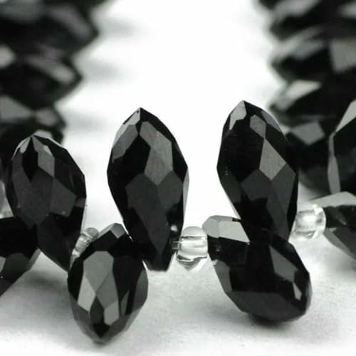 6 x 12 mm, 50 Stück Anhänger, Wassertropfen, österreichische Kristallperlen, Tropfen-Glasperlen zur Schmuckherstellung, Armband, DIY-Zubehör, CS616 Schwarz von BSGUZ