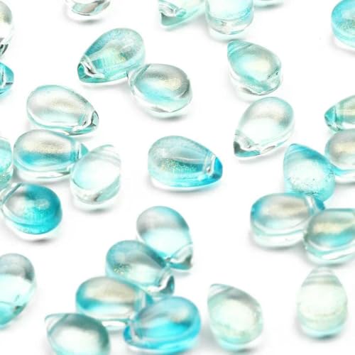 6 x 9 mm Wassertropfenform, tschechische Glasperlen, Kristall, lose Perlen für DIY-Schmuckherstellung, Basteln, Halskette, Armband, Charm-Zubehör, B08717, 20 Stück von BSGUZ