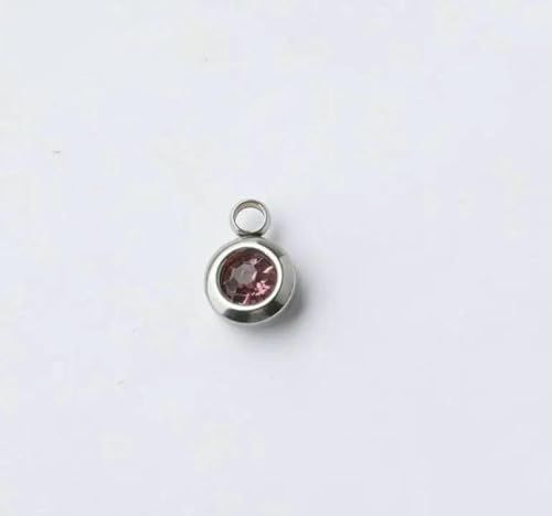 60 Stück/Los Edelstahl-Geburtsstein-Anhänger, 6,5 mm, Strasssteine, Monats-Geburtsstein-Anhänger für die DIY-Schmuckherstellung, Halskette-6 von BSGUZ