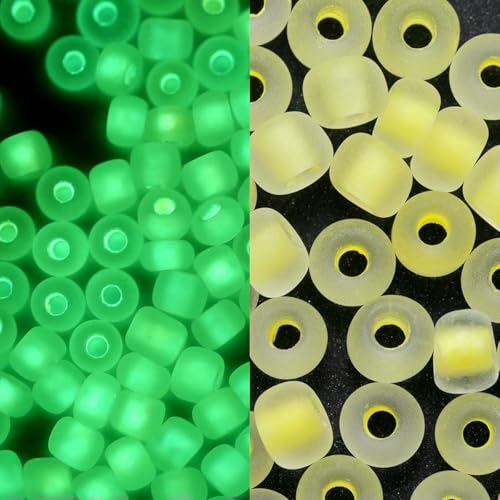600 Stück 3,0 mm leuchtende Glasperlen, im Dunkeln leuchtend, lose Abstandsperlen für DIY-Schmuckmarkierungen, Halsketten, Armbänder, Zubehör – Gelb – 3,0 mm x 600 Stück von BSGUZ