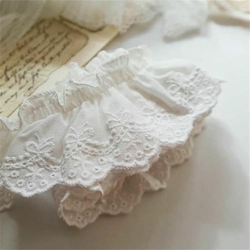 7 cm breiter, luxuriöser, bestickter Blumenspitzenstoff mit Aufkleber, Puppenpuppe, DIY, genähte Kleidung, Kragen, Rüschen, Guipure, Hochzeitsaccessoire, Weiß, 7 cm, 10 von BSGUZ