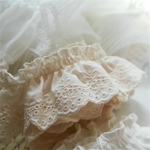 7 cm breiter luxuriöser bestickter Blumenspitzenstoff mit Aufkleber, Puppenpuppe, DIY, genähte Kleidung, Kragen, Rüschen, Guipure, Hochzeitsaccessoire-Beige 7 cm_a-10 Ya von BSGUZ