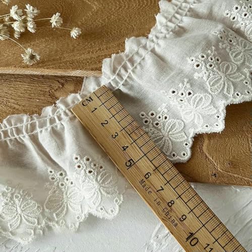 7 cm breiter luxuriöser bestickter Blumenspitzenstoff mit Aufkleber, Puppenpuppe, DIY, genähte Kleidung, Kragen, Rüschen, Guipure, Hochzeitsaccessoire-Weiß 7 cm_a-10 Yar von BSGUZ
