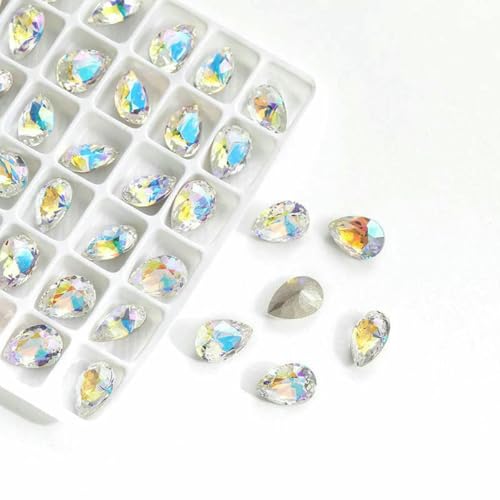 7 x 10 mm Tropfen-Kristall-Strass mit Pointback, Glas-Strassstein für Nagelkunst, Basteln, Kleidung, Aufkleben auf Nägel, Dekoration, Kristall-Strassstein, Paradiesglanz, 7 x 10 mm, 10 Stü 7 x 10 mm Tropfen-Kristall-Strass mit Pointback, Glas-Strassstein für Nagelkunst, Basteln, Kleidung, Aufkleben auf Nägel, Dekoration, Kristall-Strassstein, Paradiesglanz, 7 x 10 mm, 10 Stü von BSGUZ