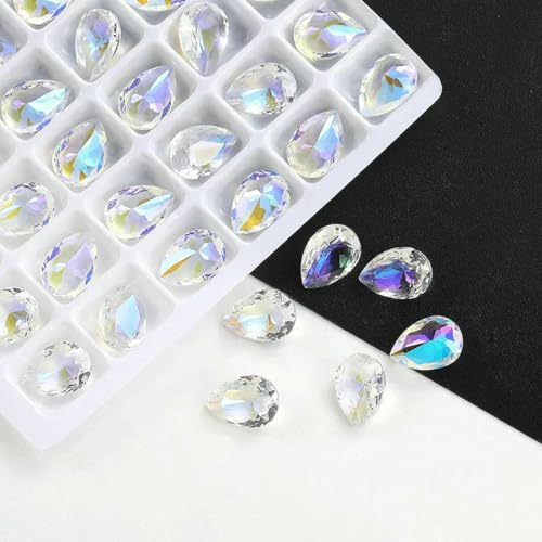 7 x 10 mm Tropfen-Kristall-Strass mit Pointback, Glas-Strassstein für Nagelkunst, Basteln, Kleidung, Aufkleben auf Nägel, Dekoration, Strass-Kristall SI-7 x 10 mm, 10 Stück 7 x 10 mm Tropfen-Kristall-Strass mit Pointback, Glas-Strassstein für Nagelkunst, Basteln, Kleidung, Aufkleben auf Nägel, Dekoration, Strass-Kristall SI-7 x 10 mm, 10 Stück von BSGUZ