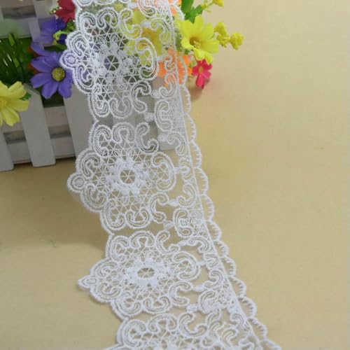 8,5 cm Breite, Baumwollstickerei, Nähen, Eibbon, Guipure-Spitzenbesatz, Stoff, Kettenwirkerei, DIY-Kleidungsstück, Kleid, Hochzeitszubehör, Nr. 2971, Milchweiß, 1 Yard von BSGUZ