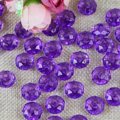 8–10 mm DIY-Handperlenanhänger, Acryl-Radperle, flach, Kristallimitat, transparent, lose Türvorhangperlen, 500 g, 07, Lila, 10 mm von BSGUZ
