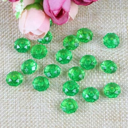 8–10 mm DIY-Handperlenanhänger, Acryl-Radperle, flach, Kristallimitat, transparent, lose Türvorhangperlen, 500 g, 10 Stück, Hellgrün, 8 mm von BSGUZ
