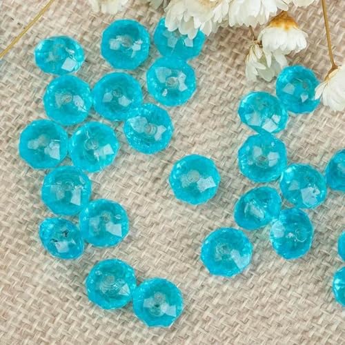 8–10 mm DIY-Handperlenanhänger, Acryl-Radperle, flach, Kristallimitat, transparent, lose Türvorhangperlen, 500 g, 12 Stück, Hellseeblau, 8 mm von BSGUZ