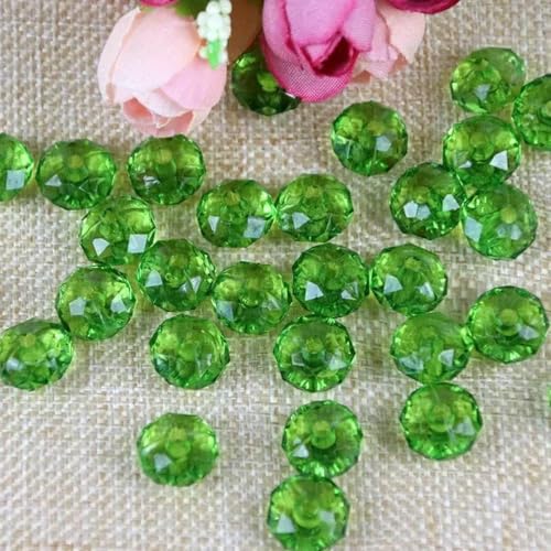 8–10 mm DIY-Handperlenanhänger, Acryl-Radperle, flach, Kristallimitat, transparent, lose Türvorhangperlen, 500 g, 29, Grasgrün, 10 mm von BSGUZ