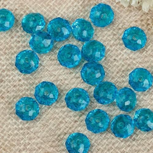 8–10 mm DIY-Handperlenanhänger, Acryl-Radperle, flach, Kristallimitat, transparent, lose Türvorhangperlen, 500 g, 34, Dunkelseeblau, 10 mm von BSGUZ