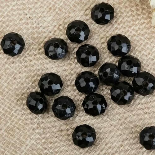 8–10 mm DIY-Handperlenanhänger, Acryl-Radperle, flach, Kristallimitat, transparent, lose Türvorhangperlen, 500 g, Schwarz – undurchsichtig, 12 mm von BSGUZ
