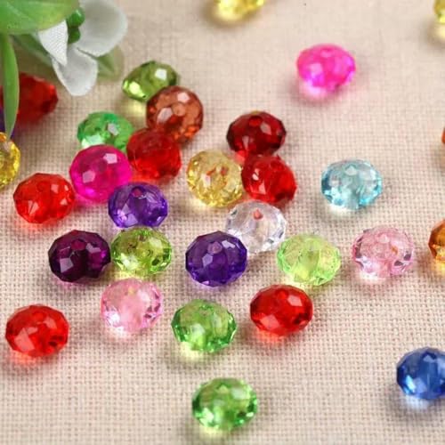 8–10 mm DIY-Handperlenanhänger, Acryl-Radperle, flach, Kristallimitat, transparent, lose Türvorhangperlen, 500 g, gemischte Farbe, 10 mm von BSGUZ
