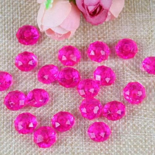 8–10 mm DIY Handperlenanhänger Acrylradperle flach Kristallimitat transparent lose Türvorhangperlen 500 g-11-Dunkelrosa-Rot-12 mm von BSGUZ