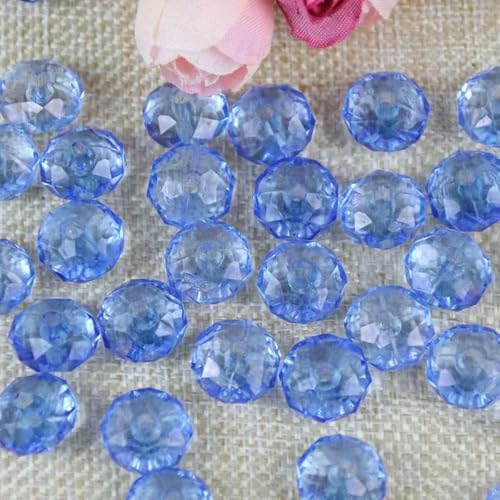 8–10 mm DIY Handperlenanhänger Acrylradperle flach Kristallimitat transparent lose Türvorhangperlen 500 g-13-Himmelblau-6 mm von BSGUZ