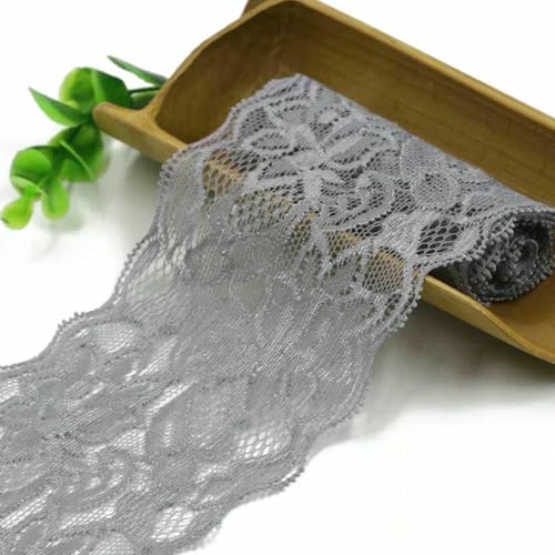 8 cm breites, elastisches, ausgehöhltes Spitzenband, Besatzstoff, DIY, besticktes weißes Spitzenband, Basteln, Nähmaterial, Bekleidungszubehör, grau, 2 Meter Länge 8 cm breites, elastisches, ausgehöhltes Spitzenband, Besatzstoff, DIY, besticktes weißes Spitzenband, Basteln, Nähmaterial, Bekleidungszubehör, grau, 2 Meter Länge von BSGUZ