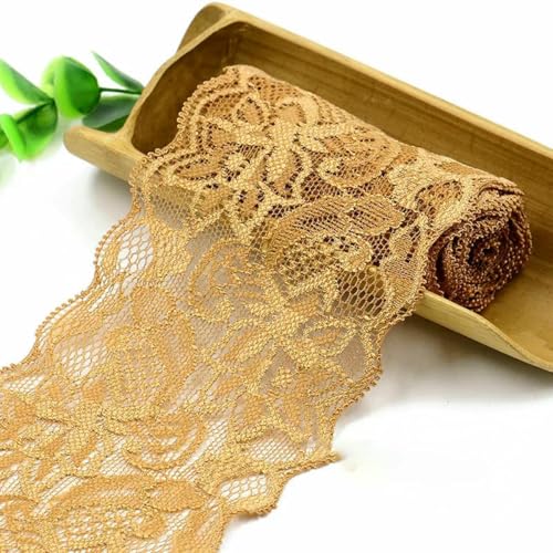 8 cm breites, elastisches, ausgehöhltes Spitzenband, Besatzstoff, DIY, besticktes weißes Spitzenband, Basteln, Nähmaterial, Kleidungszubehör, Hellkaffee, 2 Meter Länge 8 cm breites, elastisches, ausgehöhltes Spitzenband, Besatzstoff, DIY, besticktes weißes Spitzenband, Basteln, Nähmaterial, Kleidungszubehör, Hellkaffee, 2 Meter Länge von BSGUZ