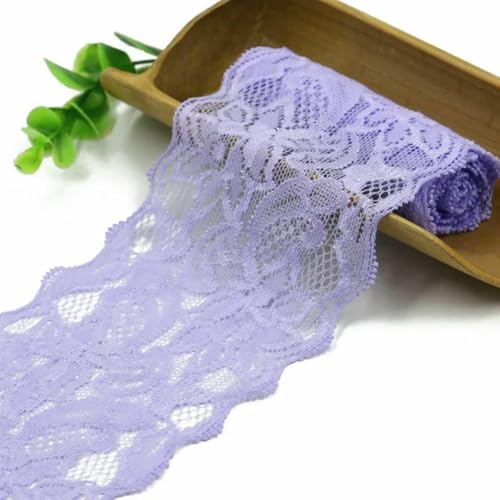 8 cm breites, elastisches, ausgehöhltes Spitzenband, Besatzstoff, DIY, besticktes weißes Spitzenband, Basteln, Nähmaterial, Kleidungszubehör, Hellviolett, 2 Meter Länge 8 cm breites, elastisches, ausgehöhltes Spitzenband, Besatzstoff, DIY, besticktes weißes Spitzenband, Basteln, Nähmaterial, Kleidungszubehör, Hellviolett, 2 Meter Länge von BSGUZ