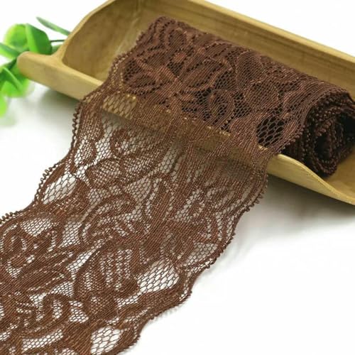 8 cm breites, elastisches, ausgehöhltes Spitzenband, Besatzstoff, DIY, besticktes weißes Spitzenband, Basteln, Nähmaterial, Kleidungszubehör, dunkler Kaffee, 2 Meter Länge 8 cm breites, elastisches, ausgehöhltes Spitzenband, Besatzstoff, DIY, besticktes weißes Spitzenband, Basteln, Nähmaterial, Kleidungszubehör, dunkler Kaffee, 2 Meter Länge von BSGUZ