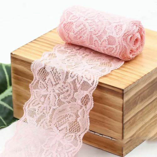 8 cm breites, weiches, elastisches Spitzenbesatzmaterial, DIY-Bekleidung, Nähen und Stoffbänder, dehnbar, ausgehöhlter Spitzenbesatz mit Blumenmuster, Rosa, 1 Meter Länge 8 cm breites, weiches, elastisches Spitzenbesatzmaterial, DIY-Bekleidung, Nähen und Stoffbänder, dehnbar, ausgehöhlter Spitzenbesatz mit Blumenmuster, Rosa, 1 Meter Länge von BSGUZ