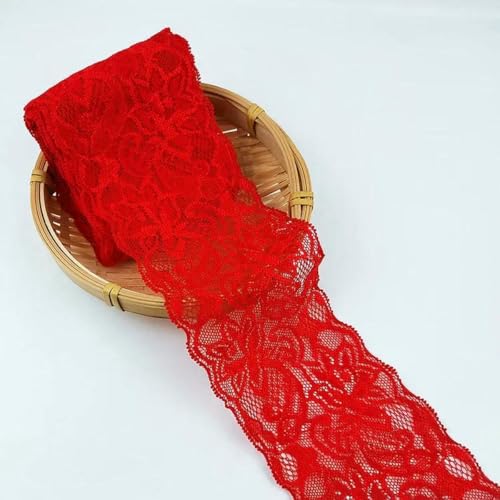 8 cm elastisches, ausgehöhltes, floral besticktes Spitzenband, DIY-Bekleidung, Nähstoff, Kleidungszubehör, weiß, schwarz, rotes Spitzenband, rot, 1 Meter Länge 8 cm elastisches, ausgehöhltes, floral besticktes Spitzenband, DIY-Bekleidung, Nähstoff, Kleidungszubehör, weiß, schwarz, rotes Spitzenband, rot, 1 Meter Länge von BSGUZ