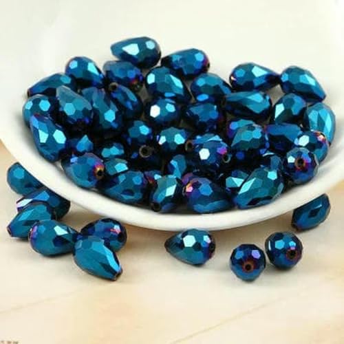8 x 11 mm, 10 Stück, rote Kristallperlen, tropfenförmig, facettiert, Ohrringanhänger, Charm, Schmuck, Kronleuchter, Handarbeitszubehör, Dunkelblau 8 x 11 mm, 10 Stück, rote Kristallperlen, tropfenförmig, facettiert, Ohrringanhänger, Charm, Schmuck, Kronleuchter, Handarbeitszubehör, Dunkelblau von BSGUZ
