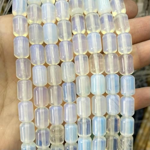 8 x 12 mm Naturstein, Zylinderform, Türkis, Achate, Quarz, Jade, lose Abstandsperlen zur Schmuckherstellung, DIY-Halskettenzubehör, Opal, 8 x 12 mm, 16 Perlen von BSGUZ