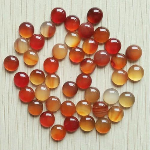 8mm Fashion verschiedene naturstein runde cab cabochon perlen für schmuck Zubehör machen Großhandel 50 teile/los-rot achat von BSGUZ