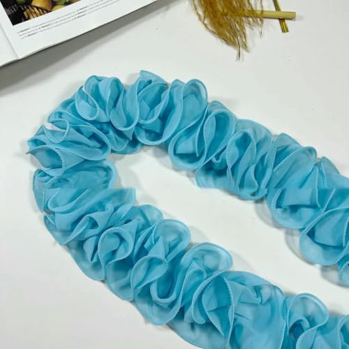 90 cm lang, 10 cm gerafft, plissiert, Perlen-Chiffon, Pilzspitze, Welle, S-Form, Rüschenbesatz, Band, glänzend, zum Nähen von Vorhängen – 3 Himmelblau – 90 cm lang 90 cm lang, 10 cm gerafft, plissiert, Perlen-Chiffon, Pilzspitze, Welle, S-Form, Rüschenbesatz, Band, glänzend, zum Nähen von Vorhängen – 3 Himmelblau – 90 cm lang von BSGUZ