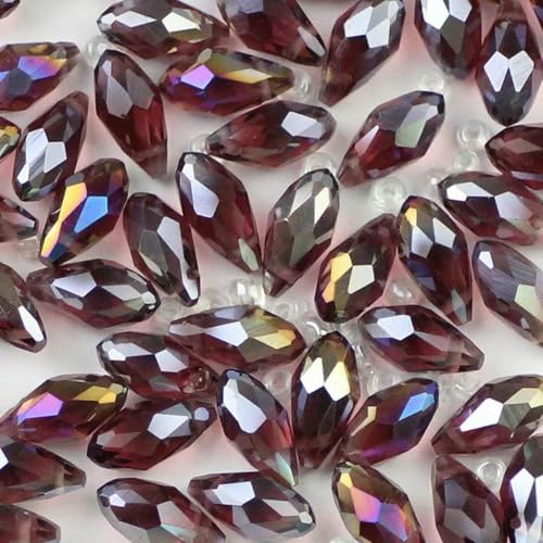 Anhänger österreichische Kristallperlen, 6 mm, 50 Stück, Wassertropfenform, Abstandshalter, lose Perlen für die Herstellung von Schmuckketten, DIY-Lila von BSGUZ