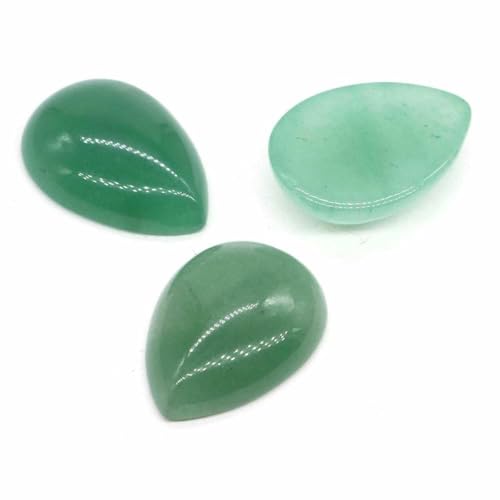 BSGUZ 18 x 25 mm, Wassertropfenform, lose Perlen, natürlicher Kristallstein, flache Rückseite, Kamee-Abstandshalter für Schmuckherstellung, DIY-Anhänger, Halskette – Grüner Aventurin – 10 Stück von BSGUZ