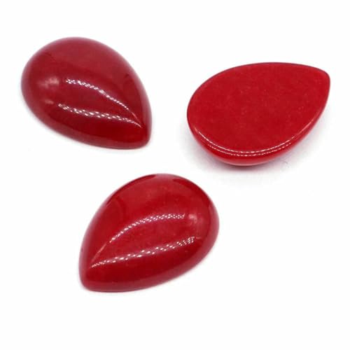 BSGUZ 18 x 25 mm, Wassertropfenform, lose Perlen, natürlicher Kristallstein, flache Rückseite, Kamee-Abstandshalter für Schmuckherstellung, DIY-Anhänger, Halskette – Roter Jade – 10 Stück BSGUZ 18 x 25 mm, Wassertropfenform, lose Perlen, natürlicher Kristallstein, flache Rückseite, Kamee-Abstandshalter für Schmuckherstellung, DIY-Anhänger, Halskette – Roter Jade – 10 Stück von BSGUZ