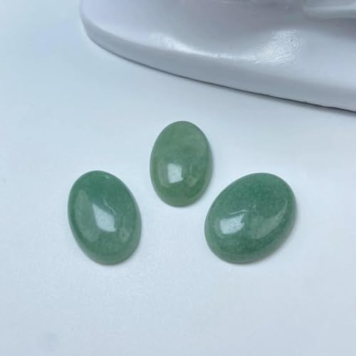 BSGUZ Cabochon-Perle, Naturstein, oval, grüner Aventurin, flache Rückseite, Kamee-Cabochon-Perlen zur Schmuckherstellung, DIY-Ring, Halskette, Armband, oval, 22 x 30 mm, 5 Stück von BSGUZ
