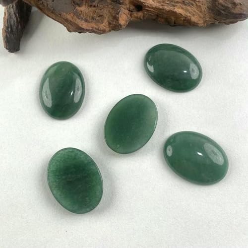 BSGUZ Cabochon-Perle, Naturstein, oval, grüner Aventurin, flache Rückseite, Kamee-Cabochon-Perlen zur Schmuckherstellung, DIY-Ring, Halskette, Armband, oval, 30 x 40 mm, 5 Stück von BSGUZ