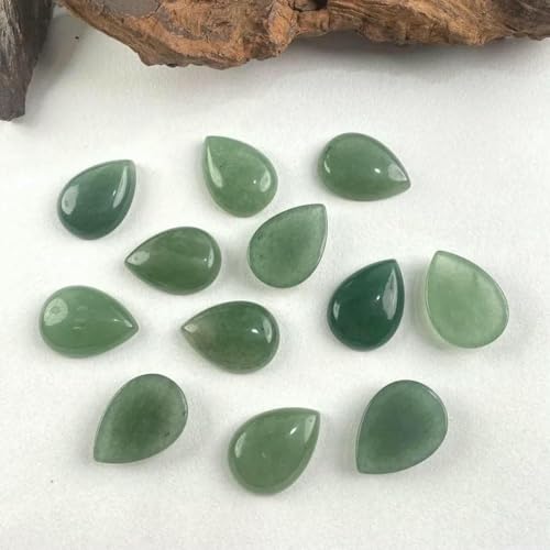 BSGUZ Cabochon-Perle aus Naturstein, oval, grüner Aventurin, flache Rückseite, Kamee-Cabochon-Perlen zur Schmuckherstellung, DIY-Ring, Halskette, Armband, Tropfen, 18 x 25 mm, 5 Stück von BSGUZ